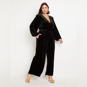 Eloquii Velvet Wide Leg Jumpsuit